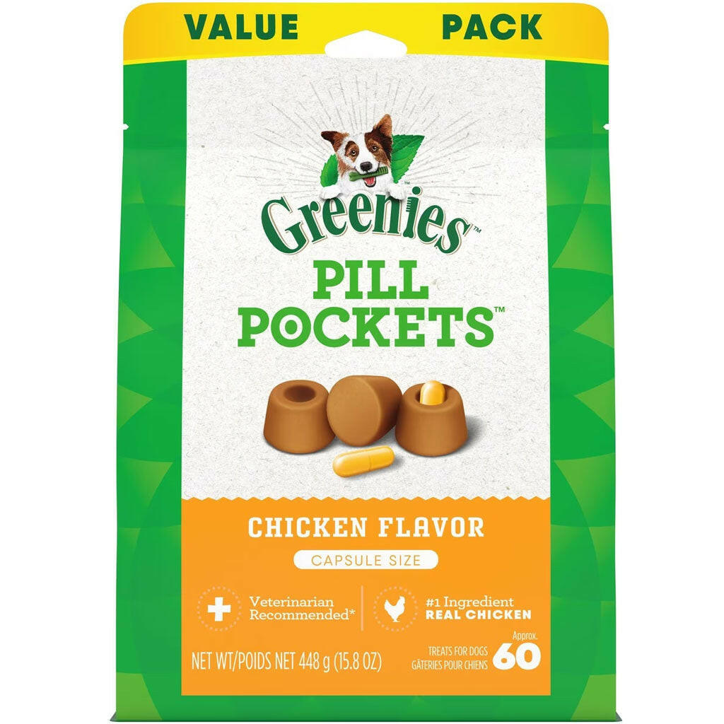 Greenies Pill Pockets Chicken Flavor Treats for Dogs, Capsule Size