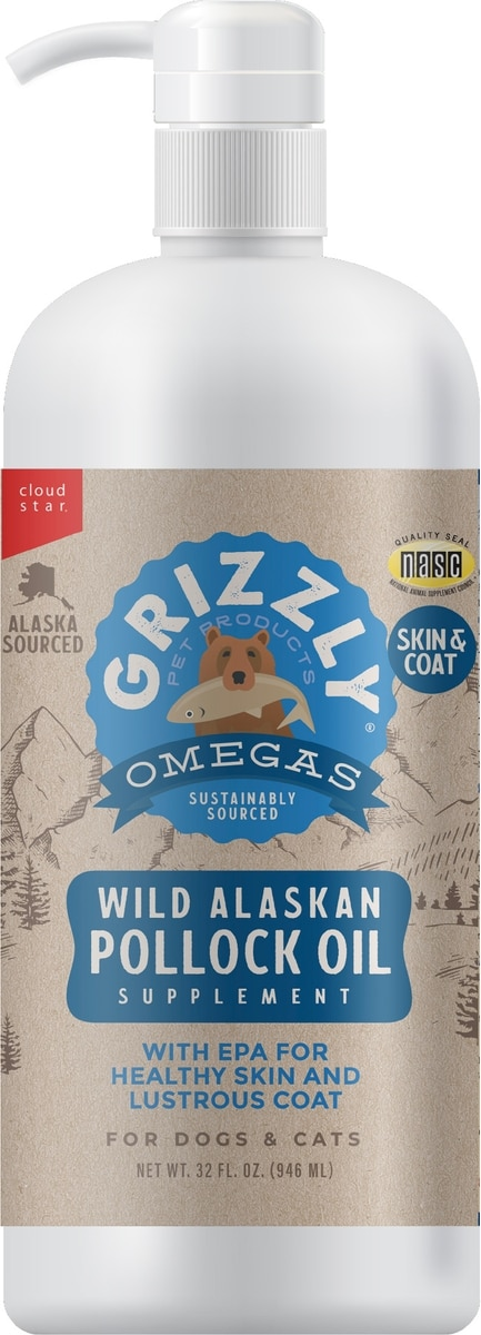 Grizzly Wild Alaskan Pollock Oil Supplement for Dogs & Cats