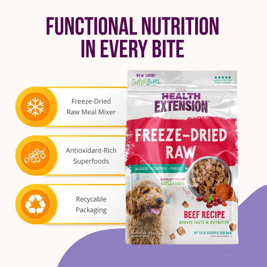 Health Extension Freeze-Dried Raw Mixer-Topper-Treat Beef Recipe for Dogs