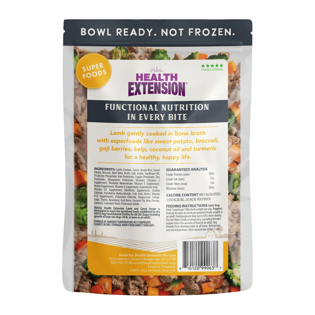Health Extension Gently Cooked in Broth Lamb & Carrot Recipe Pouches For Dogs, 9-oz pouch