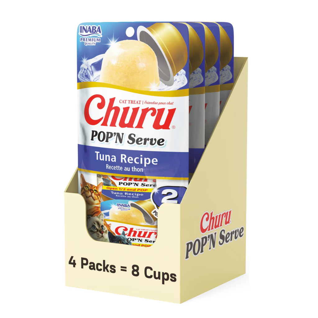 Inaba Churu Pop'n Serve Tuna Recipe Grain-Free Lickable Cat Treats, 1.2-oz cup