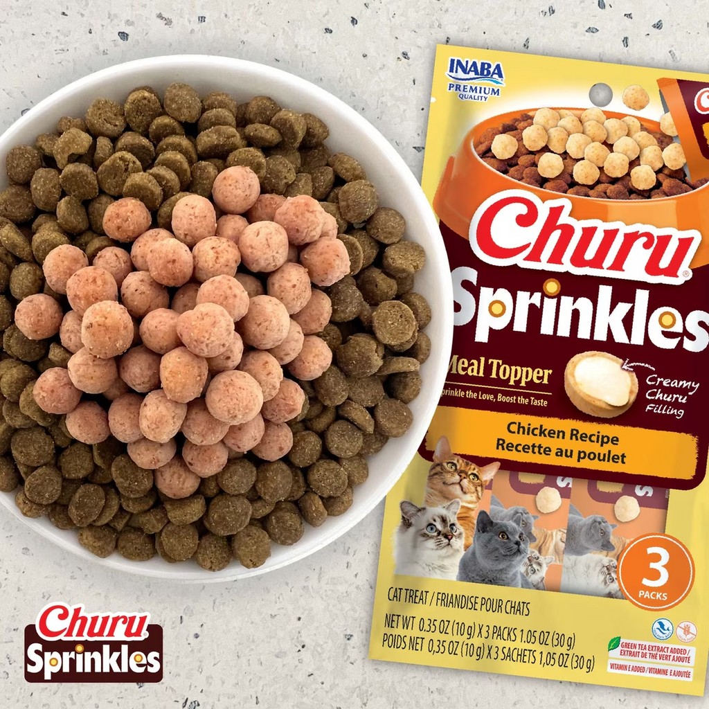 Inaba Churu Sprinkles Chicken Recipe Grain-Free Cat Treats & Meal Topper, 0.35-oz tube (3 count)