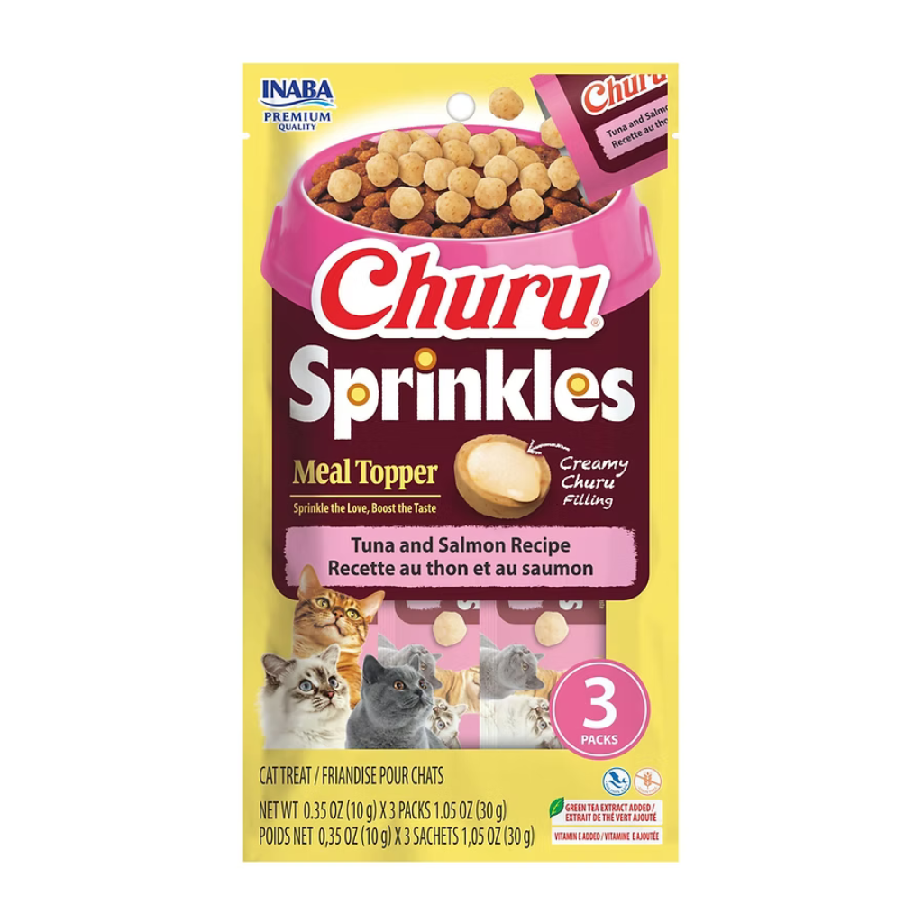 Inaba Churu Sprinkles Tuna & Salmon Recipe Grain-Free Cat Treats & Meal Topper, 0.35-oz tube (3 count)