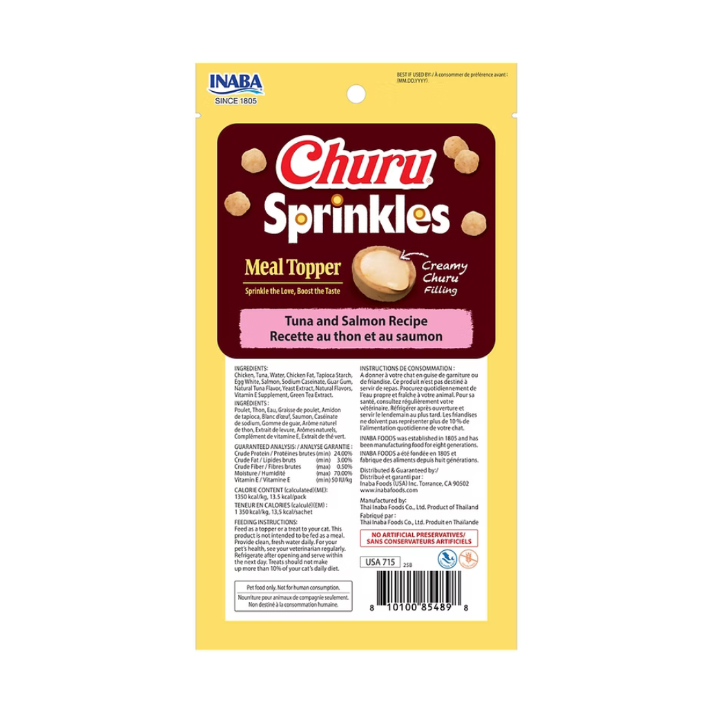 Inaba Churu Sprinkles Tuna & Salmon Recipe Grain-Free Cat Treats & Meal Topper, 0.35-oz tube (3 count)