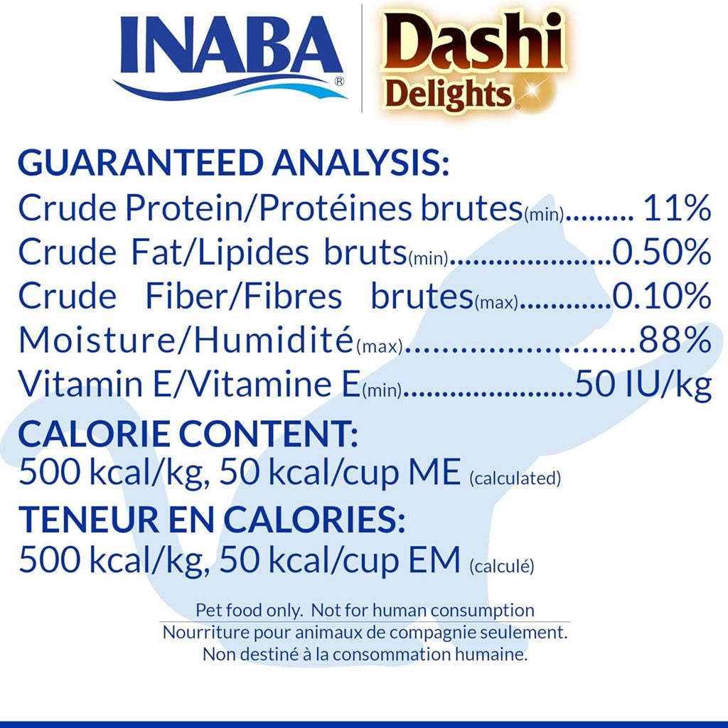 Inaba Dashi Delights Chicken with Tuna & Scallop Recipe in Broth Cat Food, 2.5-oz - DISCO