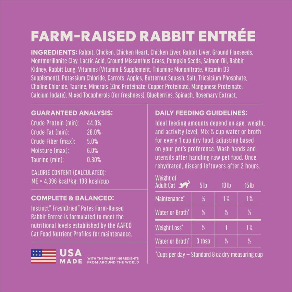 Instinct Fresh Dried Patés Freeze-Dried Raw Rabbit Entrée for Cats