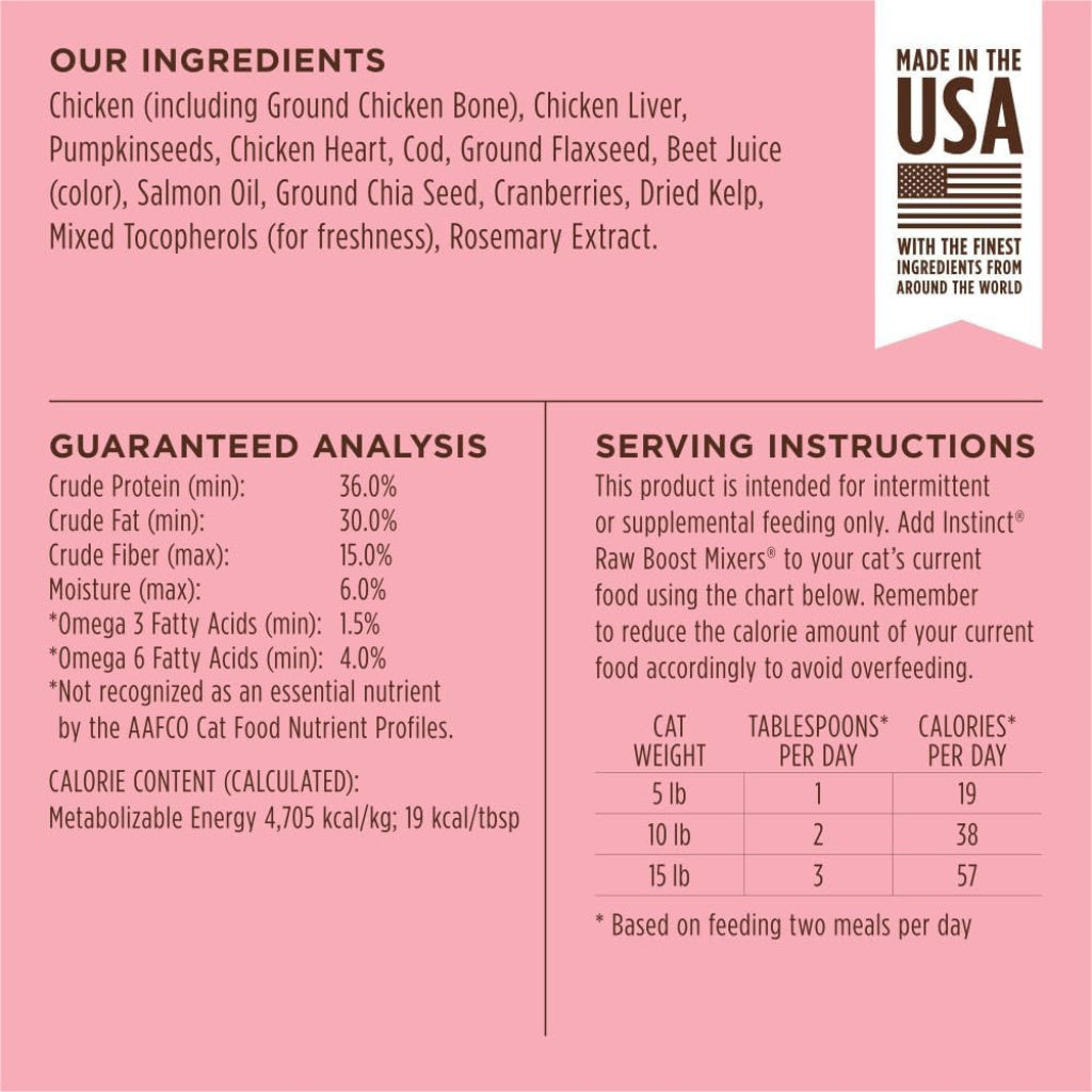 Instinct Raw Boost Mixers Skin & Coat Health Freeze Dried Meal Topper for Cats (5.5 oz)