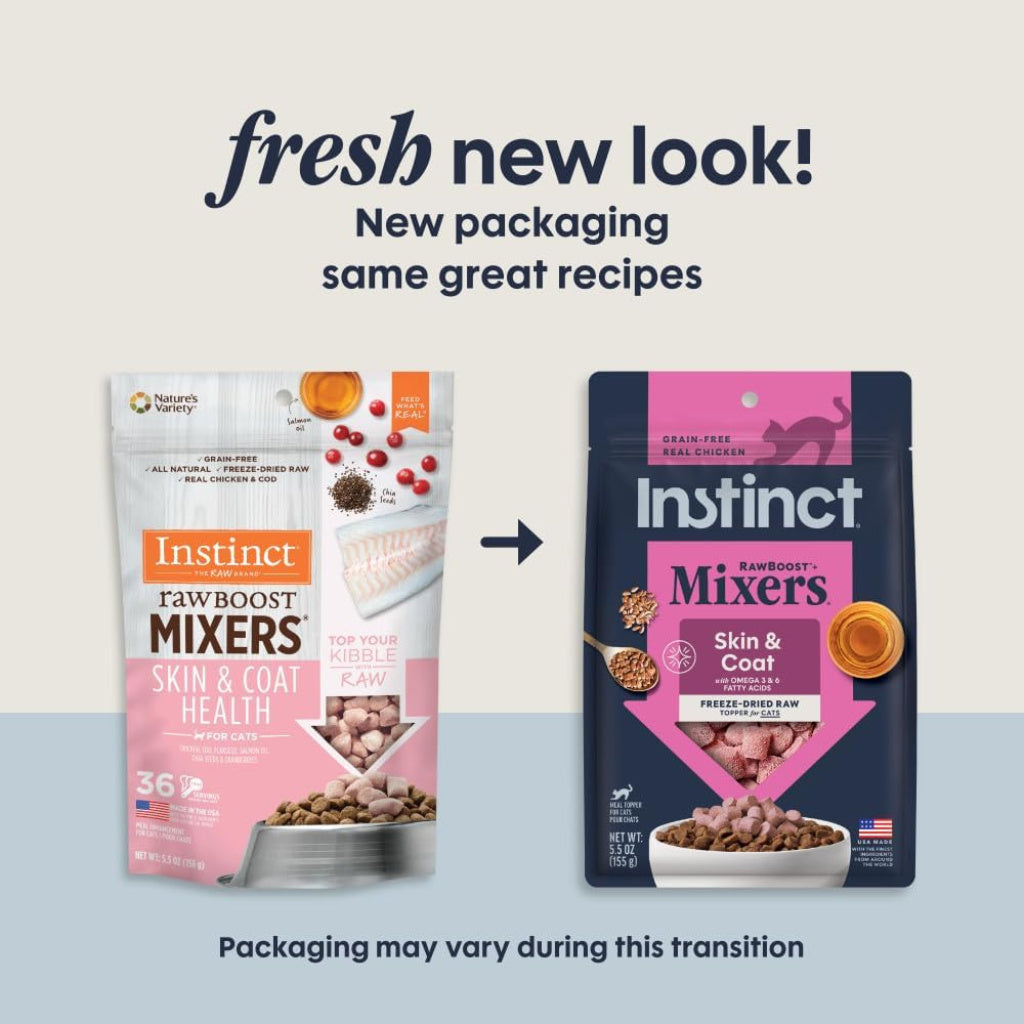 Instinct Raw Boost Mixers Skin & Coat Health Freeze Dried Meal Topper for Cats (5.5 oz)