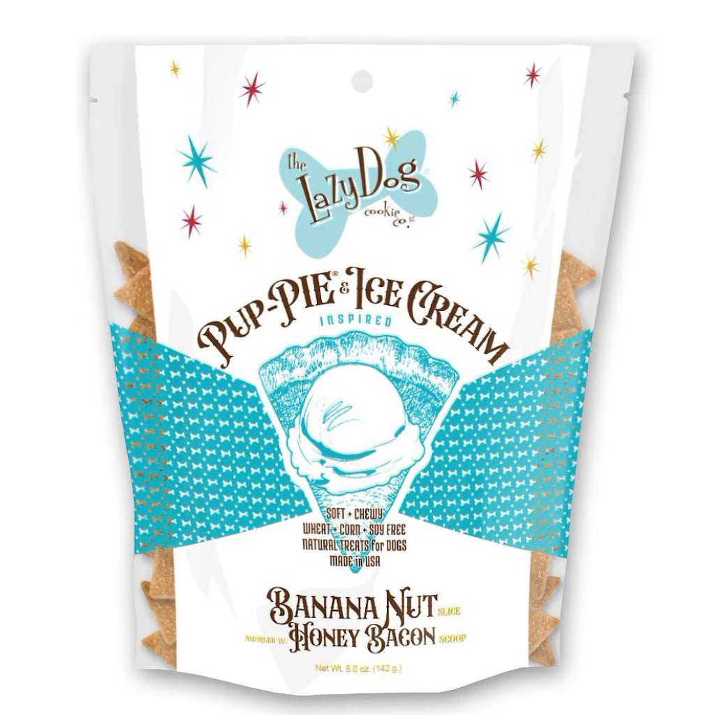 Lazy Dog Pup-PIE & Ice Cream Banana Nut Slice with Honey & Bacon Treats for Dog (5 oz)