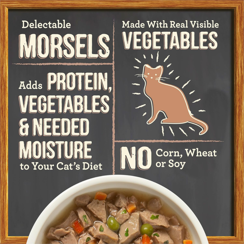 Merrick Purrfect Bistro Grain Free Bon Appetits Morsels Adult Wet Cat Food, Chicken Recipe Morsels in Gravy (3 oz x 24 pouches)