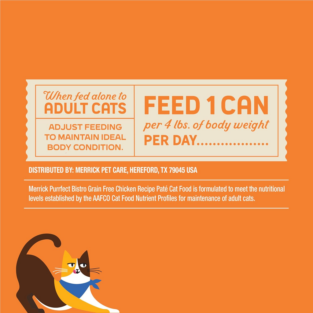 Merrick Purrfect Bistro Grain Free Premium Soft Canned Pate Adult Wet Cat Food, High Protein Chicken Recipe