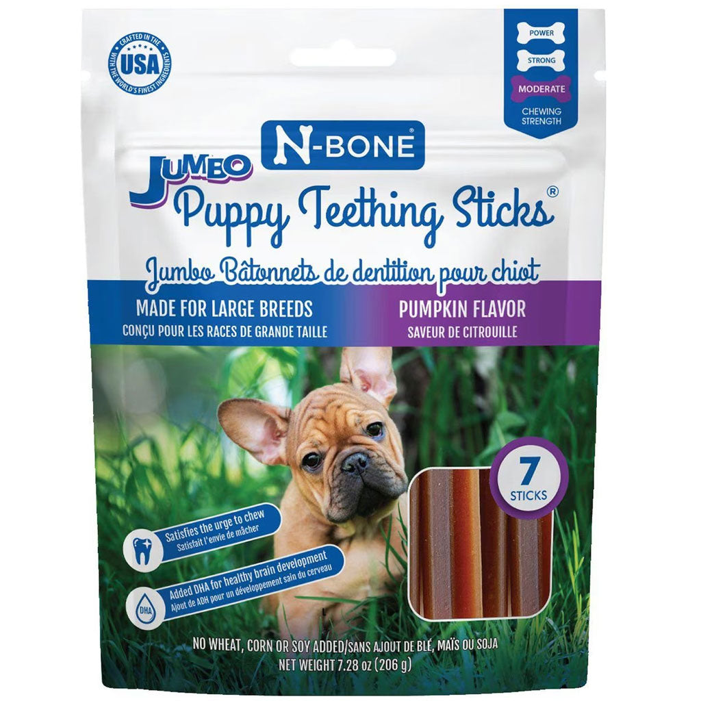 N-Bone Jumbo Puppy Teething Sticks Pumpkin Flavor Dog Treats, 7 count