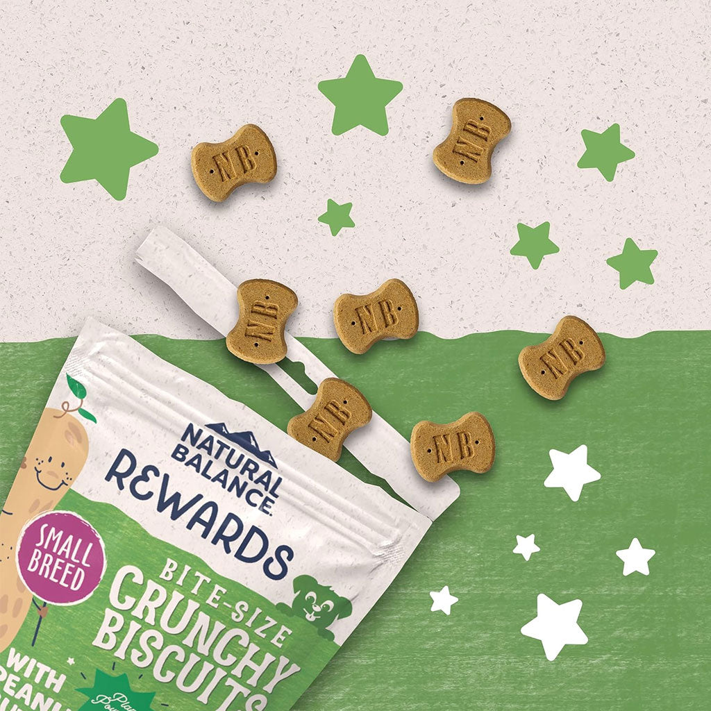 Natural Balance Pet Foods Rewards Bite-Size Crunchy Biscuits Small Breed Dog Treats Peanut Butter, 8-oz