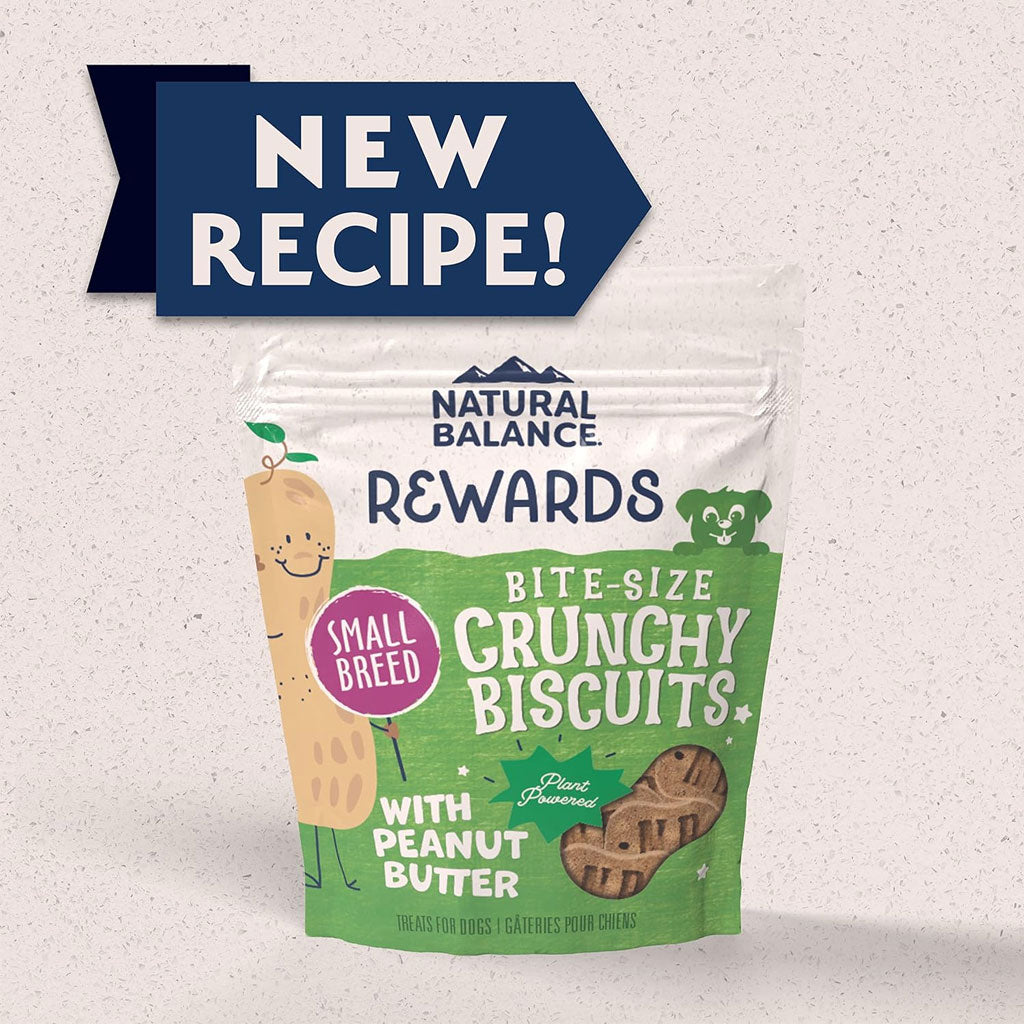Natural Balance Pet Foods Rewards Bite-Size Crunchy Biscuits Small Breed Dog Treats Peanut Butter, 8-oz