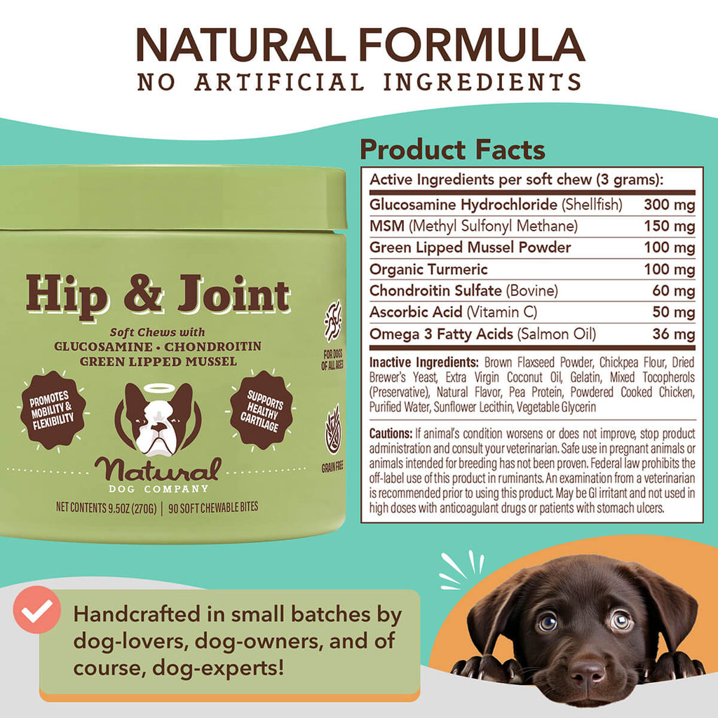Natural Dog Company Hip & Joint Soft Chews for Dogs (90 Chews)