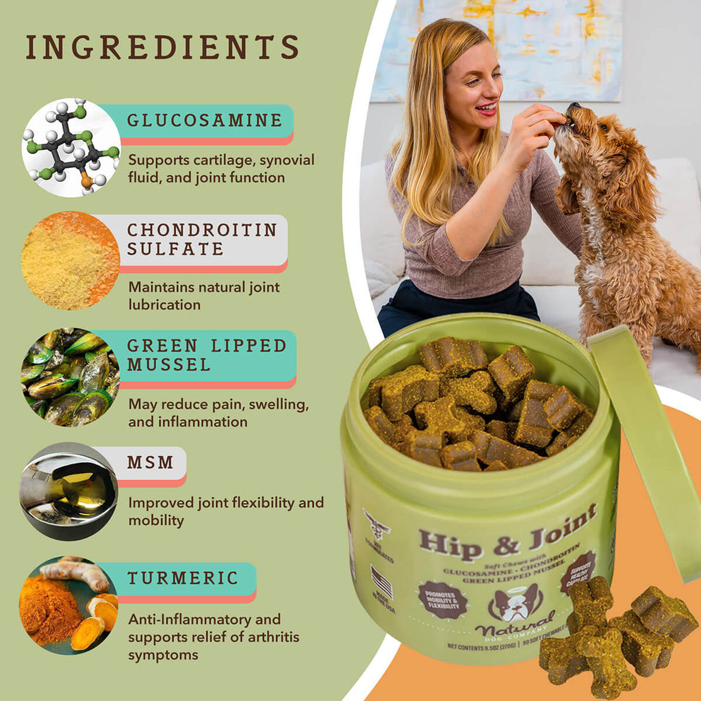 Natural Dog Company Hip & Joint Soft Chews for Dogs (90 Chews)