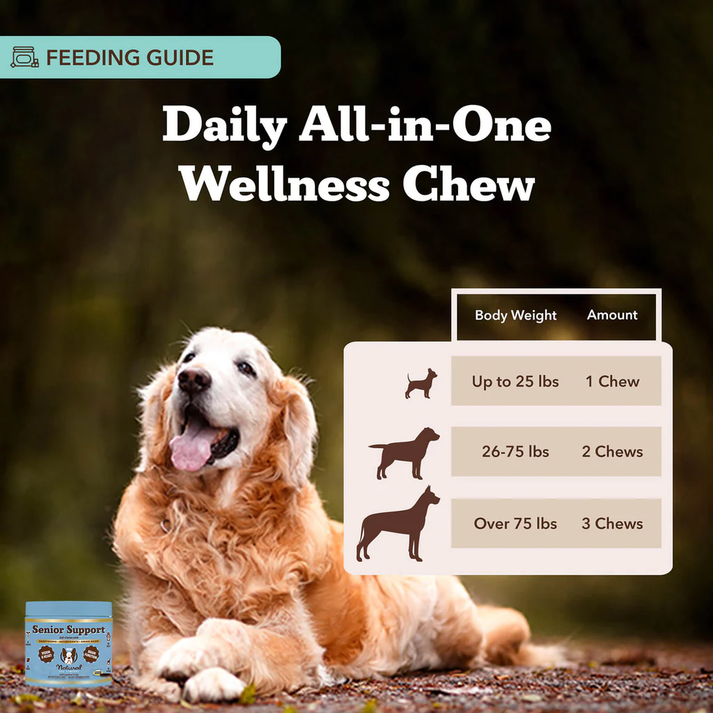 Natural Dog Company Senior Support with Adaptogens, Antioxidant, & Amino Acids (90 soft chews)