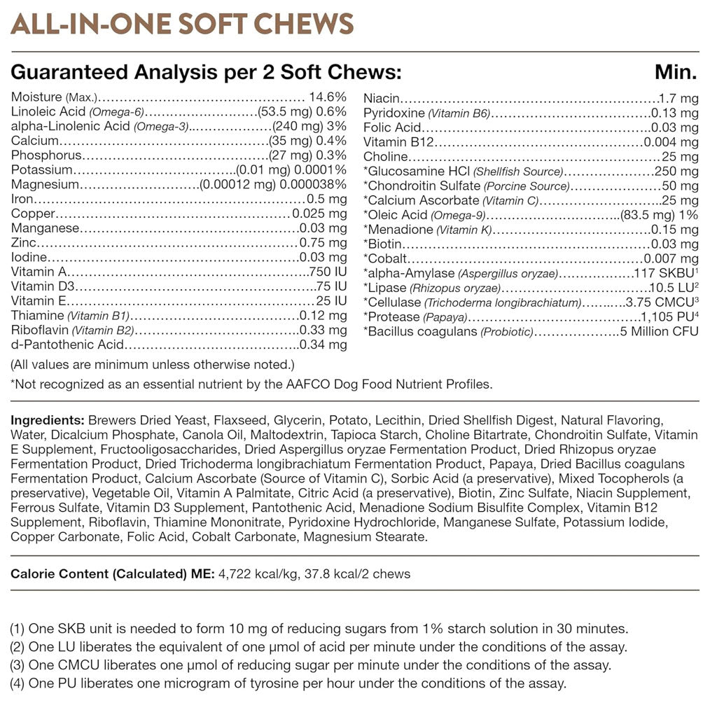 NaturVet All-In-One Daily Esentials Plus 4-in-1 Support for Dogs, 60 soft chews