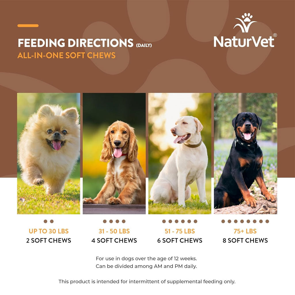 NaturVet All-In-One Daily Esentials Plus 4-in-1 Support for Dogs, 60 soft chews