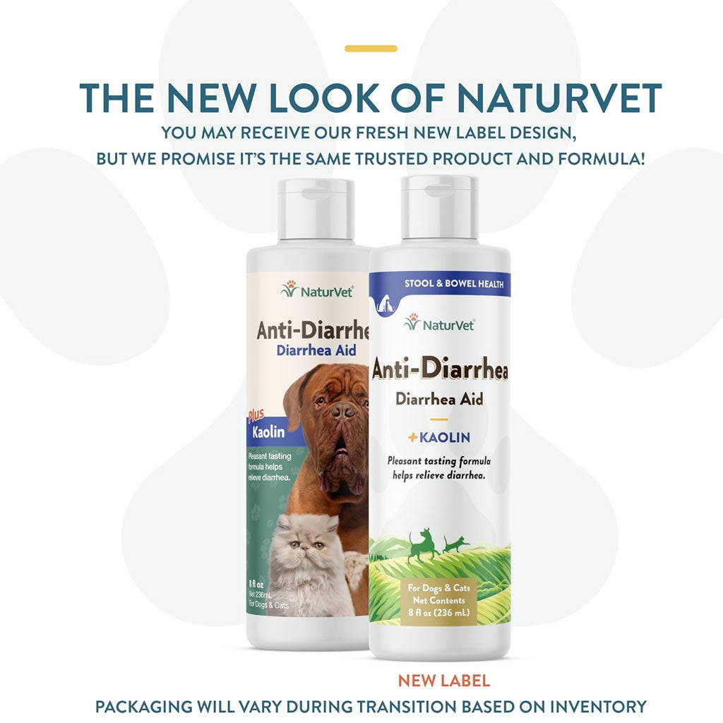 NaturVet Anti-Diarrhea Liquid Diarrhea Aid with Kaolin For Dogs  Cats, 8-oz