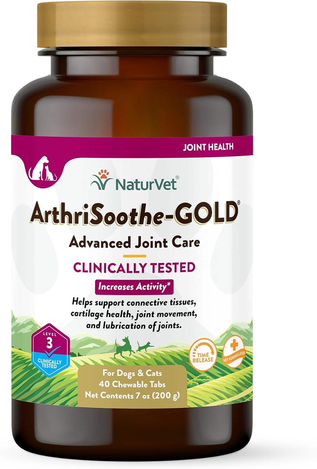 NaturVet ArthriSoothe-Gold Advance Level 3 Joint Care Chewable Tablets for Dogs & Cats