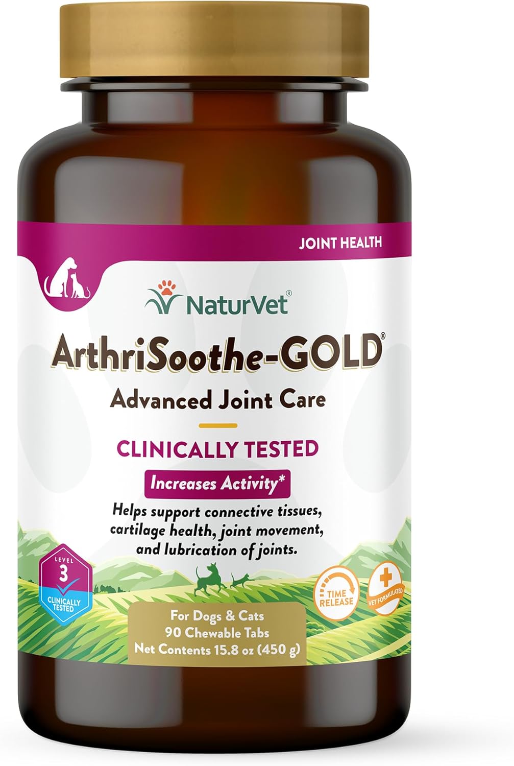 NaturVet ArthriSoothe-Gold Advance Level 3 Joint Care Chewable Tablets for Dogs & Cats