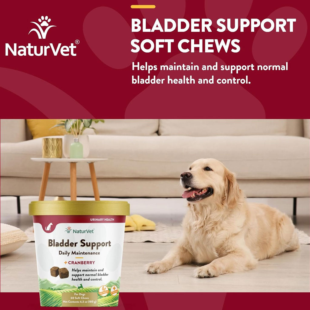 NaturVet Bladder Support Daily Maintenance with Cranberry Soft Chews for Dogs, 60 count