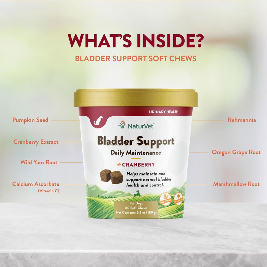 NaturVet Bladder Support Daily Maintenance with Cranberry Soft Chews for Dogs, 60 count