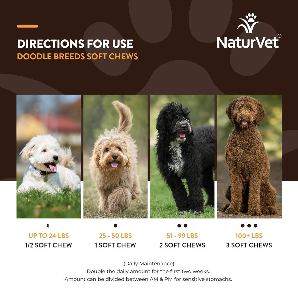 NaturVet Breed Specific Doodle Breeds Supplement Soft Chews for Dogs, 50 count