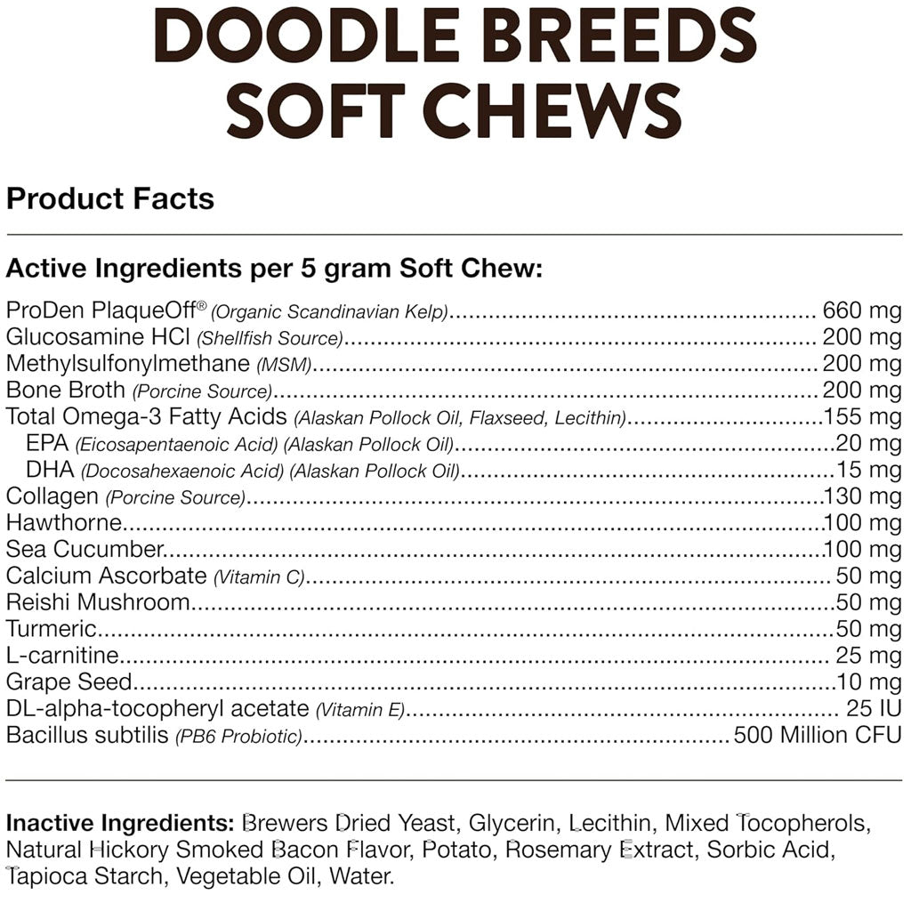 NaturVet Breed Specific Doodle Breeds Supplement Soft Chews for Dogs, 50 count