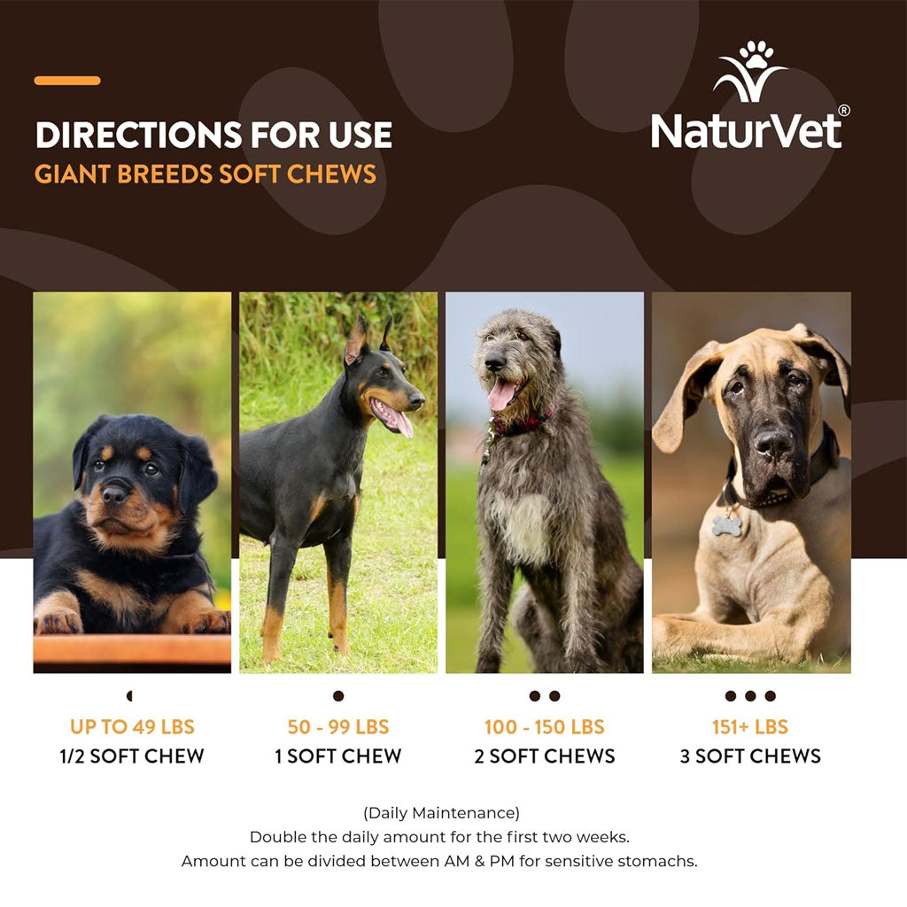 NaturVet Breed Specific Giant Breeds Supplement Soft Chews for Dogs, 50 count