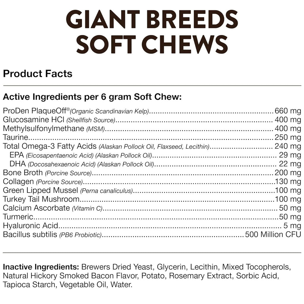 NaturVet Breed Specific Giant Breeds Supplement Soft Chews for Dogs, 50 count