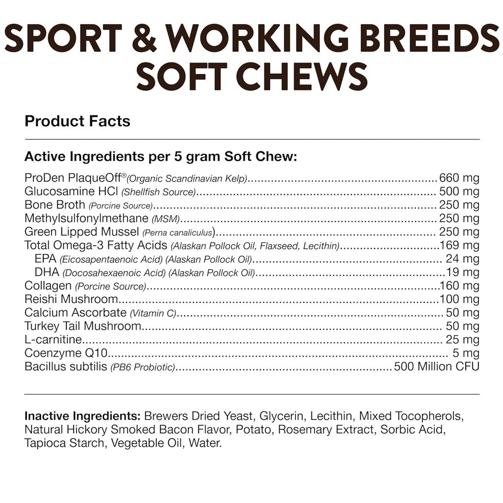 NaturVet Breed Specific Sport & Working Breeds Supplement Soft Chews for Dogs, 50 count