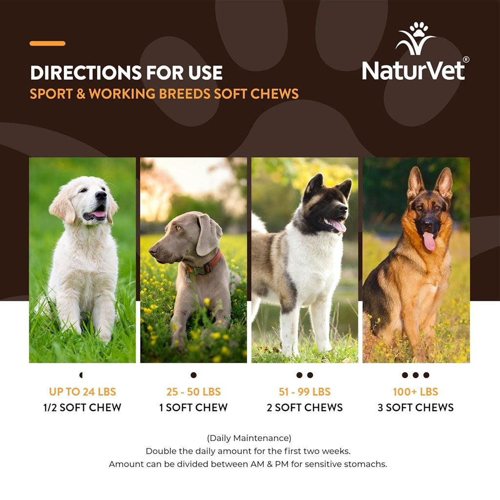 NaturVet Breed Specific Sport & Working Breeds Supplement Soft Chews for Dogs, 50 count