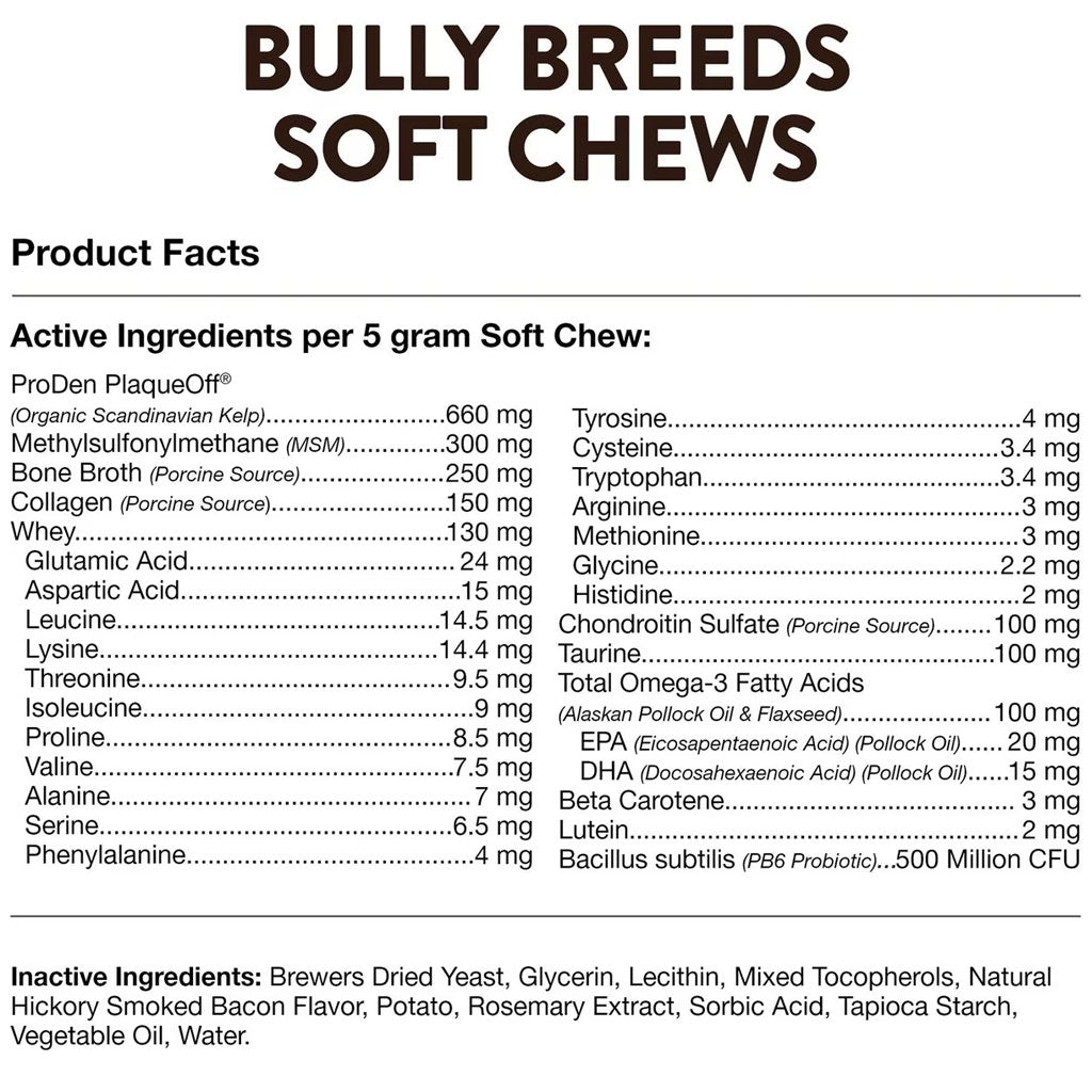 NaturVet Bully Specific Bully Breed Soft Chews for Dogs, 50 count