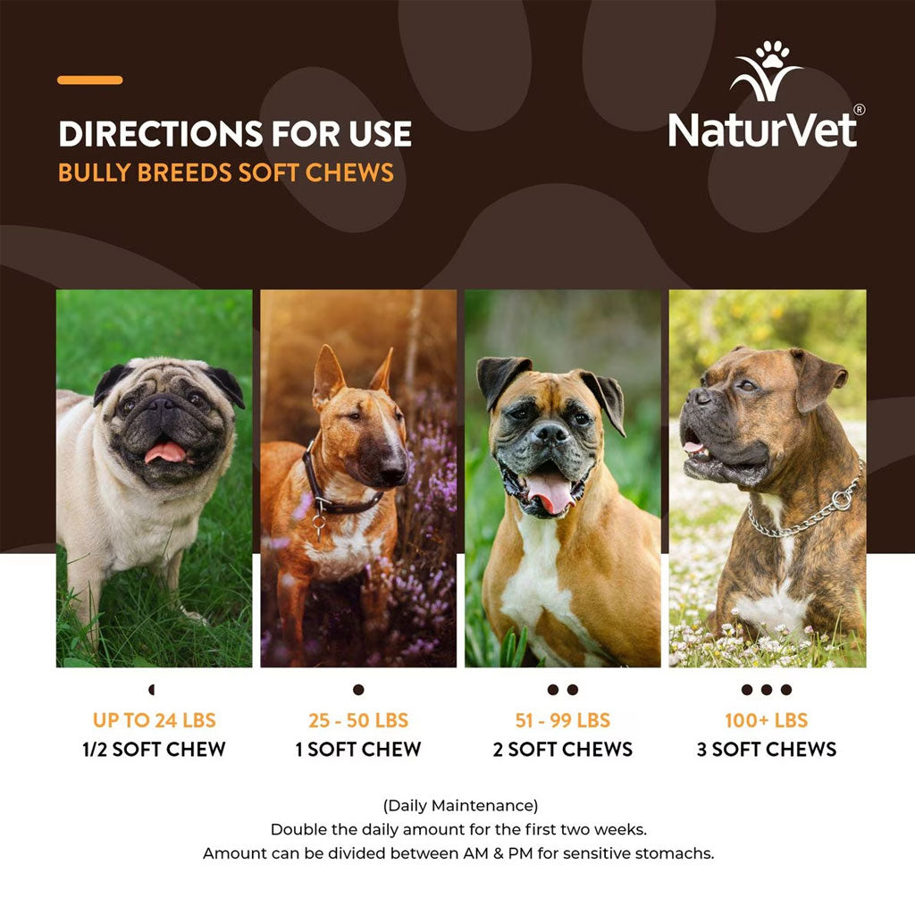 NaturVet Bully Specific Bully Breed Soft Chews for Dogs, 50 count