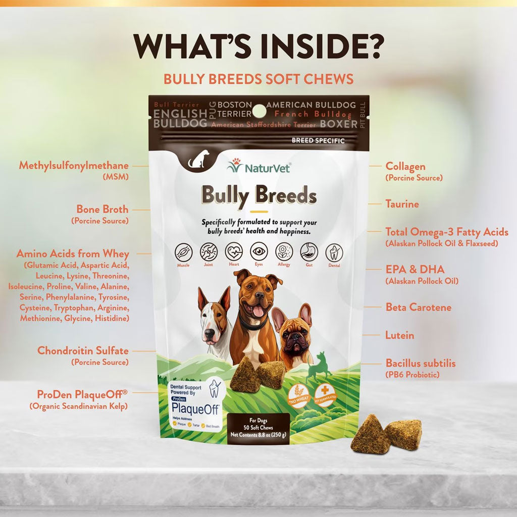 NaturVet Bully Specific Bully Breed Soft Chews for Dogs, 50 count