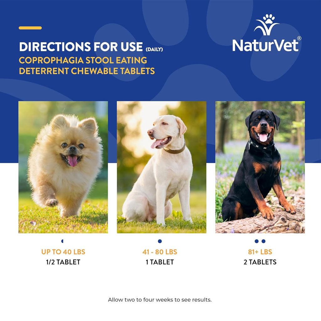 NaturVet Coprophagia Stool Eating Deterrent Plus Breath Aid Chewable Tablets for Dogs, 60 count