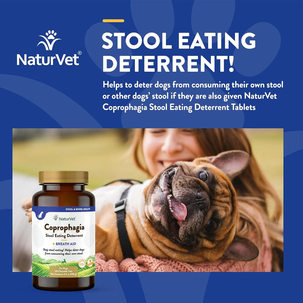 NaturVet Coprophagia Stool Eating Deterrent Plus Breath Aid Chewable Tablets for Dogs, 60 count