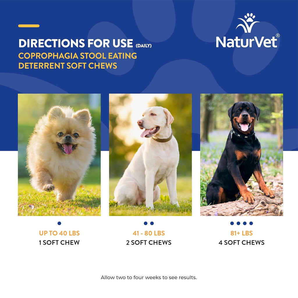NaturVet Coprophagia Stool Eating Deterrent Plus Breath Aid Soft Chews for Dogs, 70 count