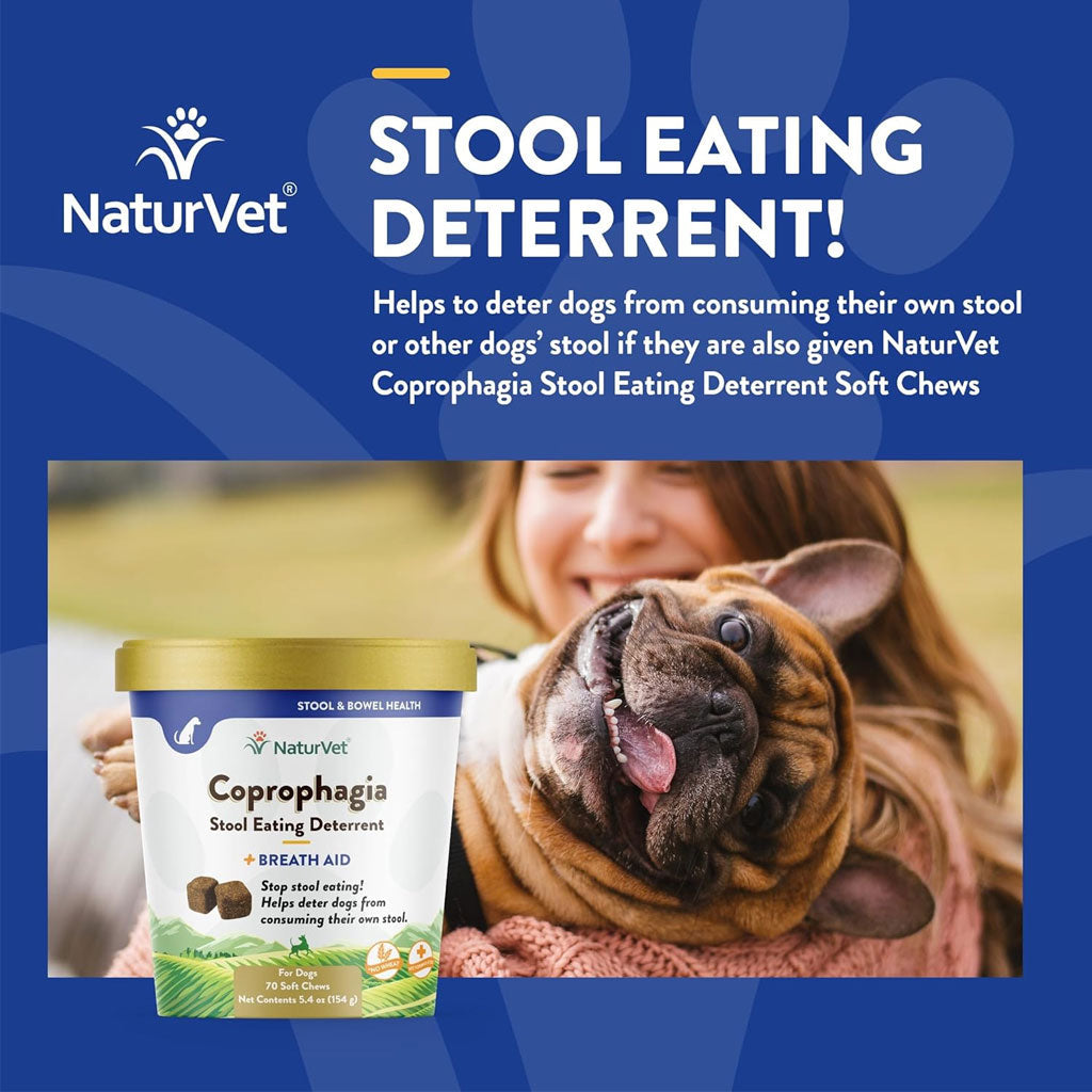 NaturVet Coprophagia Stool Eating Deterrent Plus Breath Aid Soft Chews for Dogs, 70 count