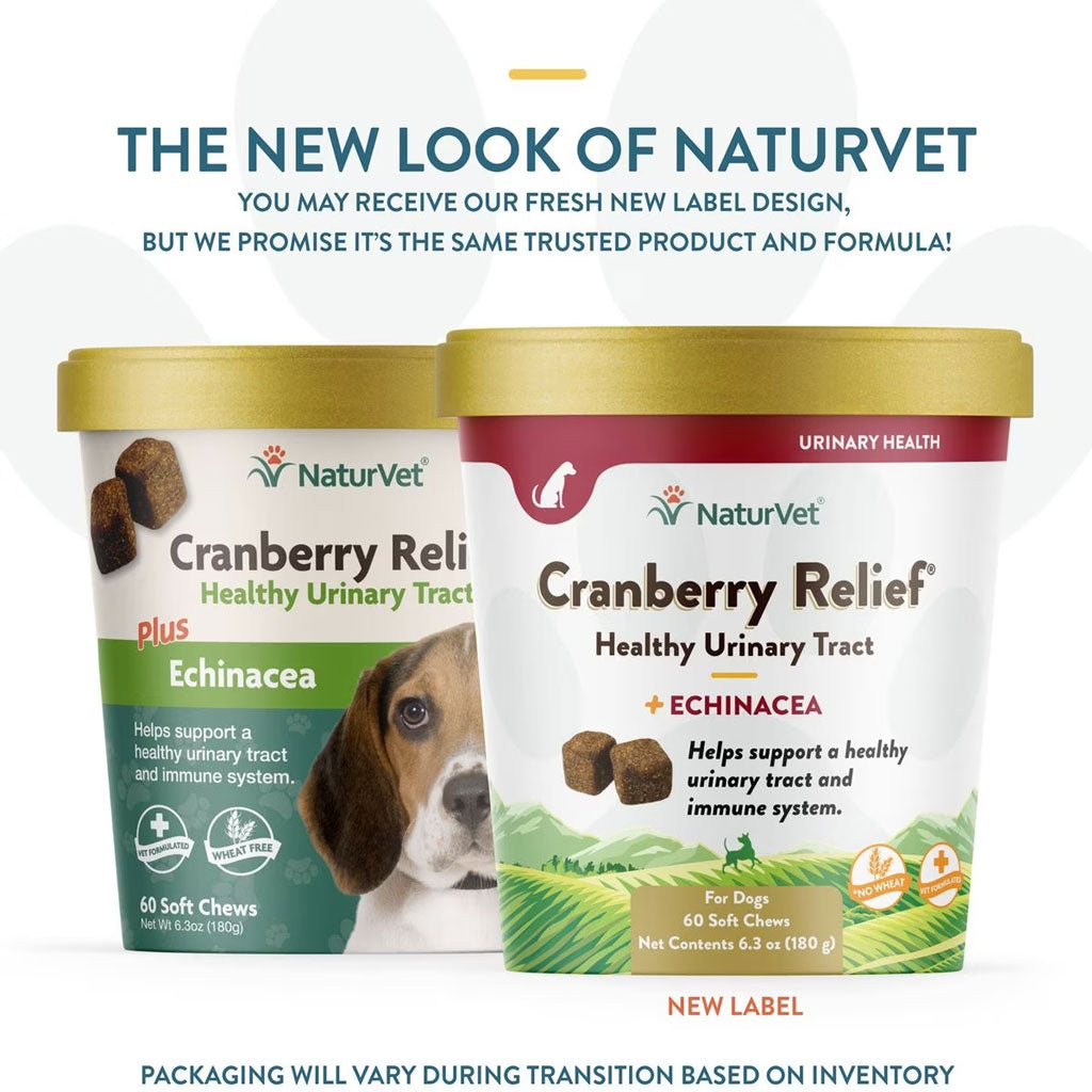 NaturVet Cranberry Relief Plus Echinacea Soft Chew Urinary Supplement for Dogs, 60 count