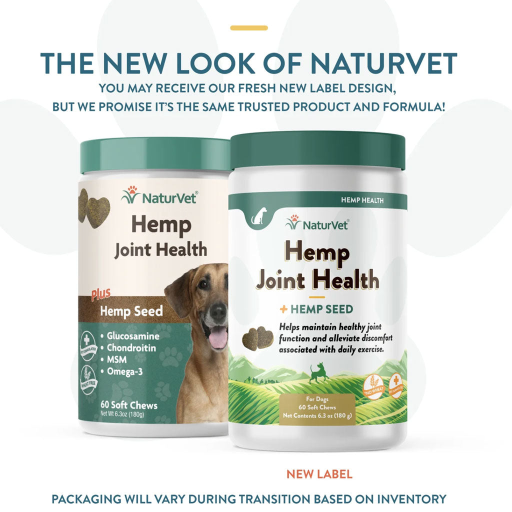NaturVet Hemp Joint Health Plus Hemp Seed Soft Chews for Dogs, 60 count