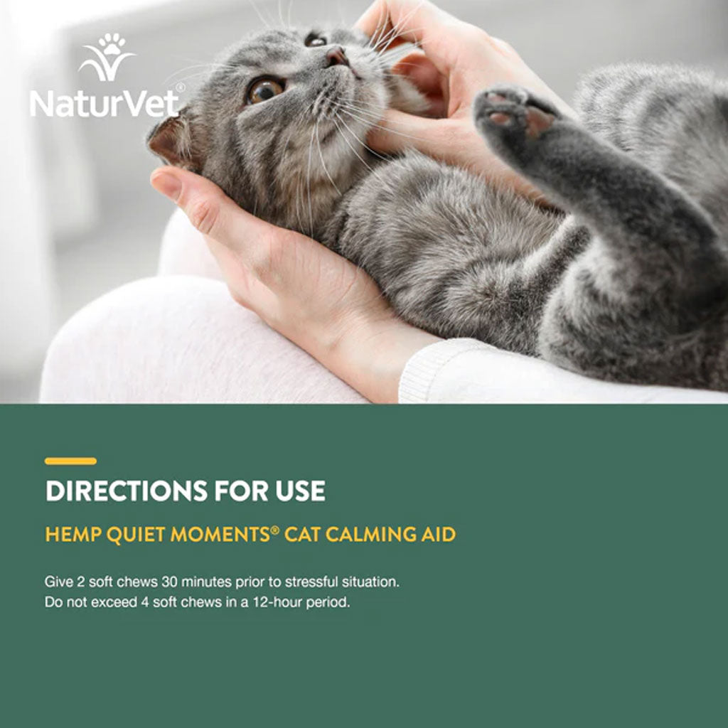 NaturVet Hemp Quiet Moments Plus Hemp Seed Soft Chews for Cats, 60 count