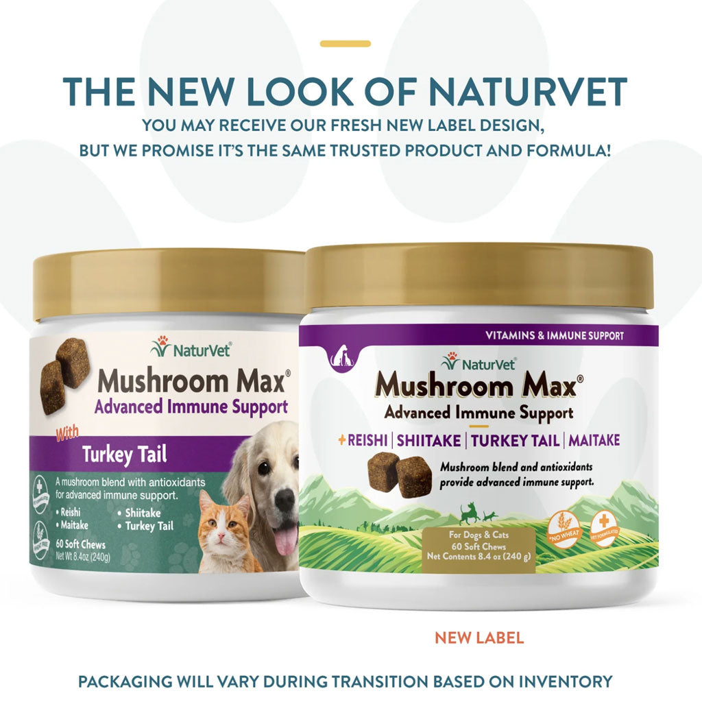 NaturVet Mushroom Max Advanced Immune Support Soft Chews for Dogs & Cats, 60 count