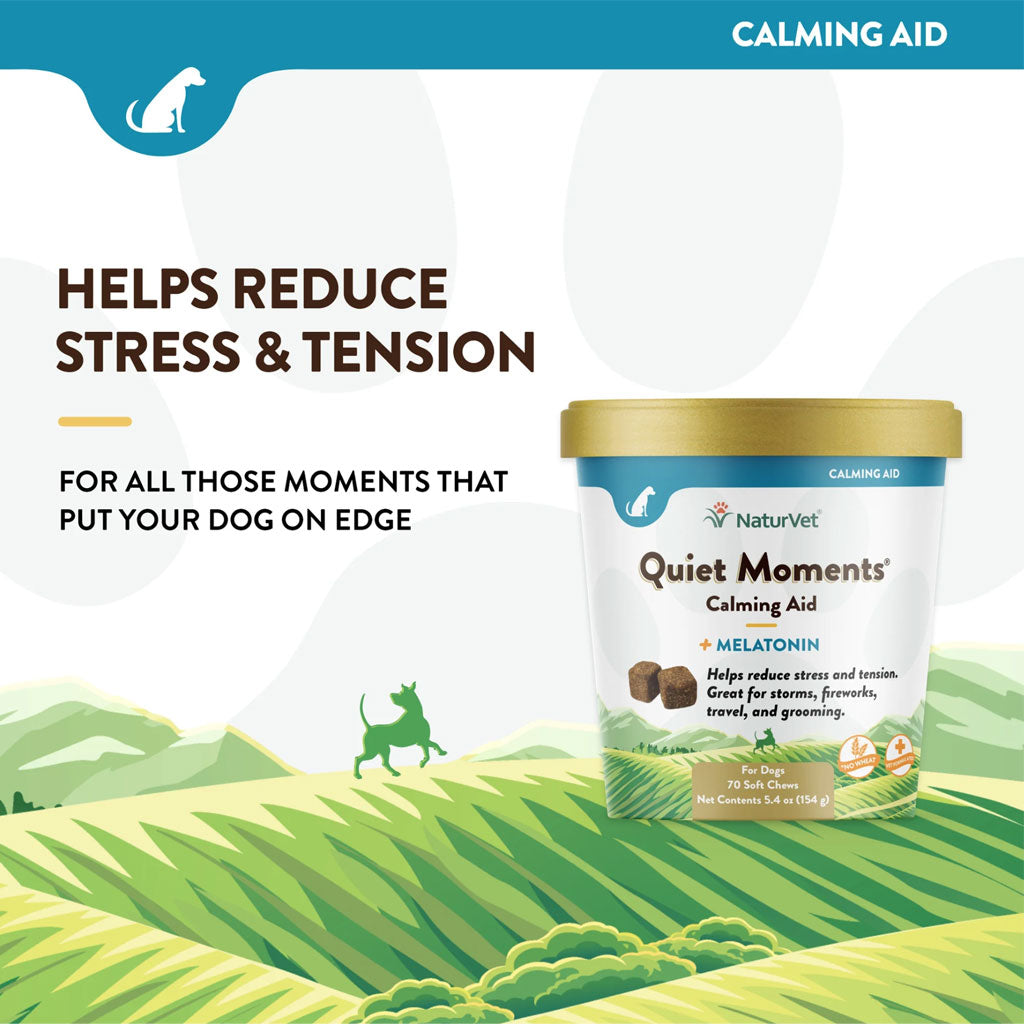 NaturVet Quiet Moments Calming Aid Plus Melatonin Soft Chews for Dogs