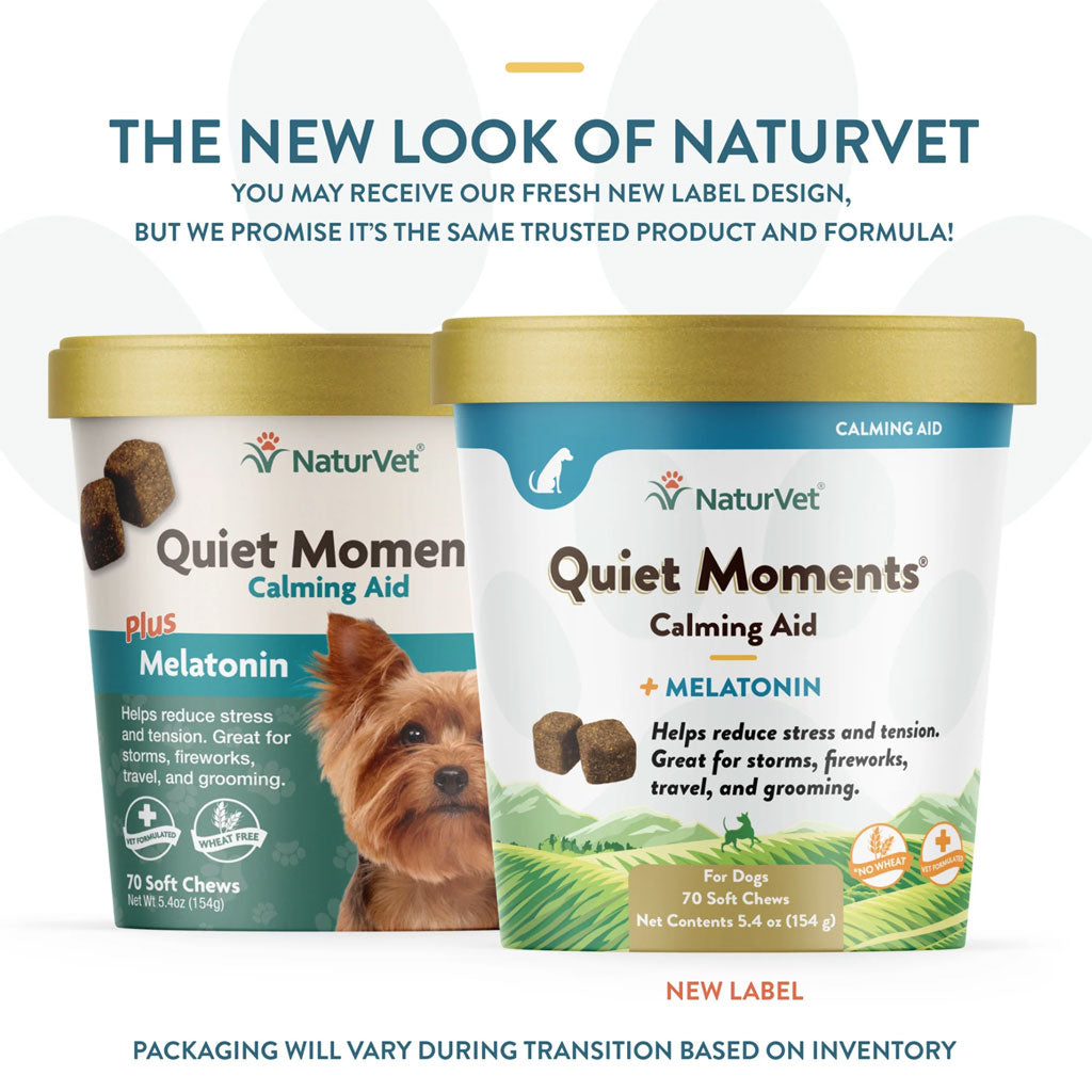 NaturVet Quiet Moments Calming Aid Plus Melatonin Soft Chews for Dogs
