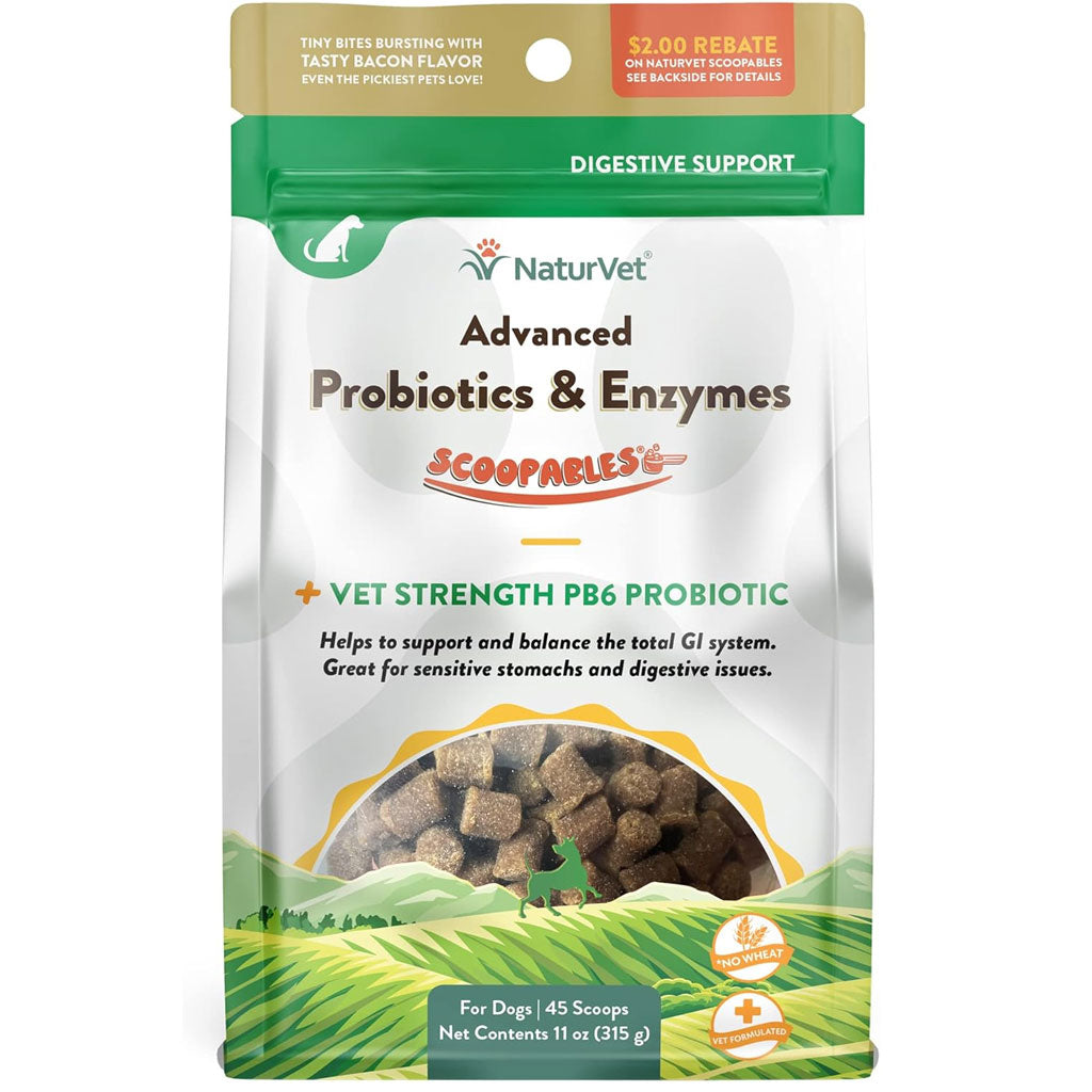 NaturVet Scoopables Advanced Probiotics & Enzymes Plus Vet Strength PB6 Probiotic for Dogs, 11-oz