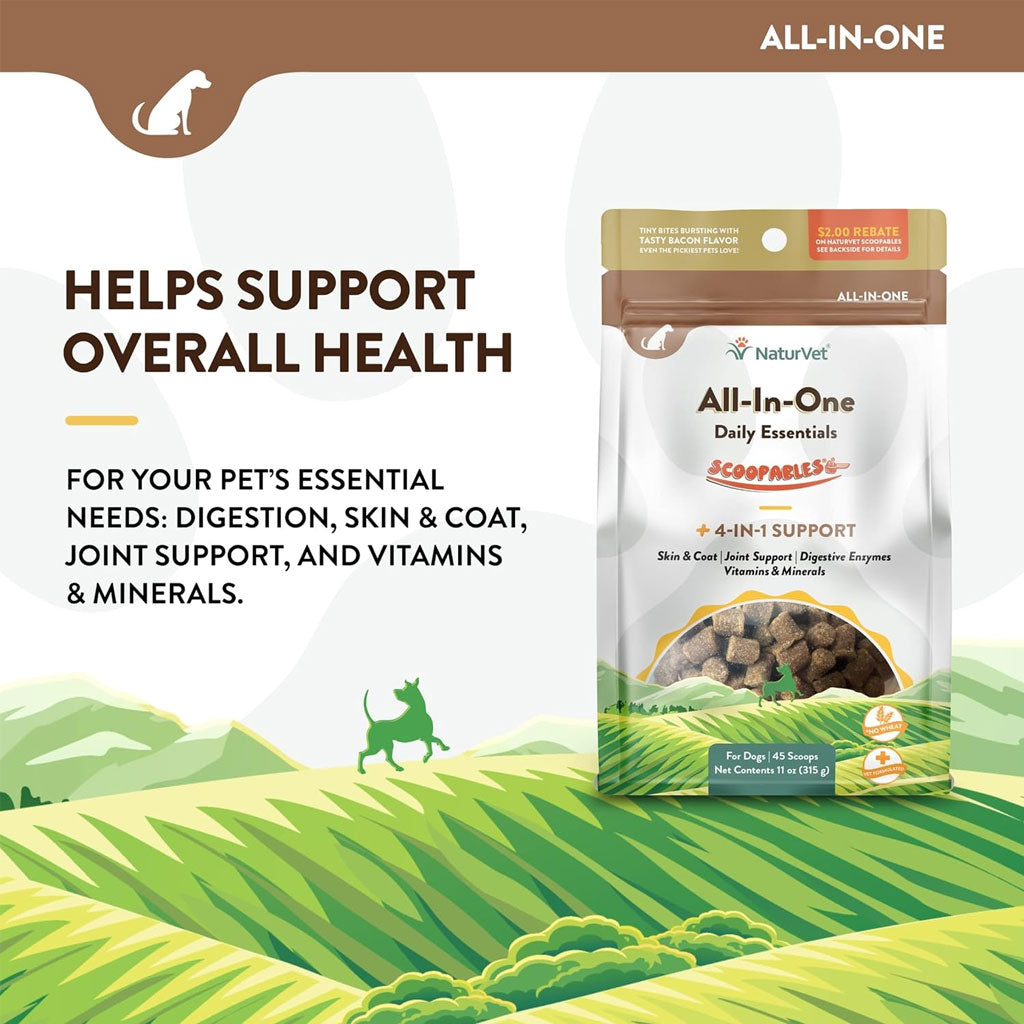NaturVet Scoopables All-In-One Daily Essentials Plus 4-in-1 Support for Dogs, 11-oz