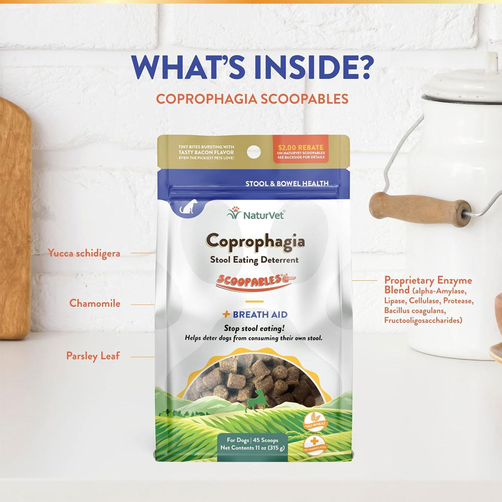 NaturVet Scoopables Coprophagia Stool Eating Deterrent Plus Breath Aid for Dogs, 11-oz
